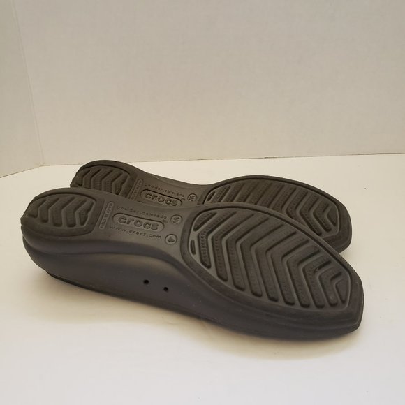 Girls Crocs Ballet Flats Grey with Pink Bow - Picture 7 of 8